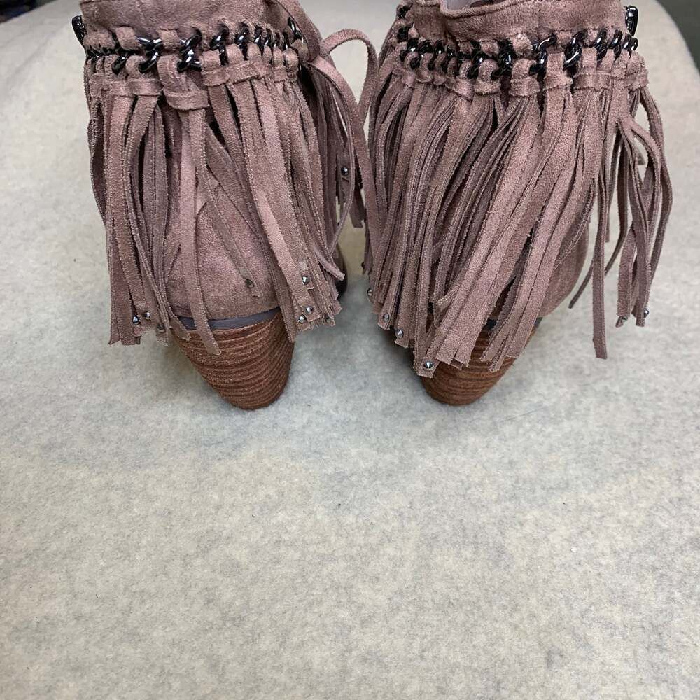 Not Rated Ayita Taupe Fringe & Chain Western Ankle Booties - Picture 5 of 7